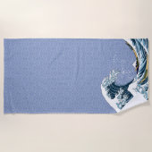 神奈川を離れたHokusaiの素晴らしい波 ビーチタオル (正面)