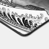 神奈川グレイ素晴らしxxlの白黒ウェーブ デスクマット (コーナー)