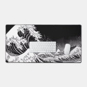 神奈川グレイ素晴らしxxlの白黒ウェーブ デスクマット (キーボード&マウス)