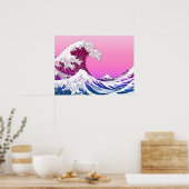 神奈川沖でピンク素晴らしパープル美意識 ポスター (キッチン)