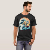 神奈川沖浪裏のサーフィンイングリッシュブルドッグ Tシャツ (正面フル)