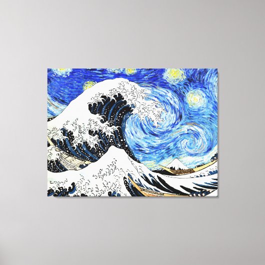神奈川沖浪裏の星空 キャンバスプリント (正面)