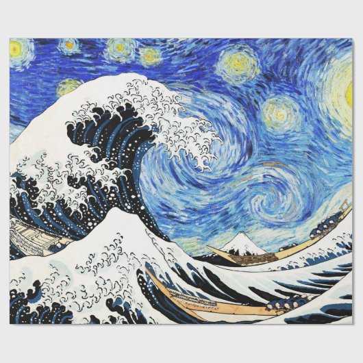 神奈川沖浪裏の星空 ラッピングペーパー (フラット)