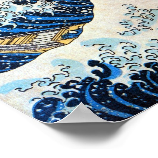 神奈川沖浪裏, 北斎 ポスター (角)