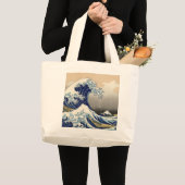 神奈川沖浪裏 北斎 ラージトートバッグ (正面(商品))