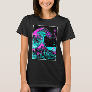 神奈川沖浪裏 和風 Vaporwa Tシャツ