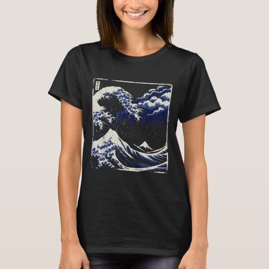 神奈川沖浪裏 浮世絵 アート メンズ W Tシャツ (正面)