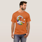 神奈川沖浪裏LGBTQプライドレインボーフラグ vi Tシャツ (正面フル)