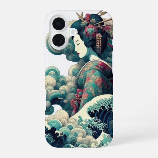 神奈川波雲の東洋抽象芸者 iPhone 16ケース (裏面)