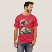 神奈川県のサーフィンウエーブの女の子 Bordererrier Tシャツ (正面フル)