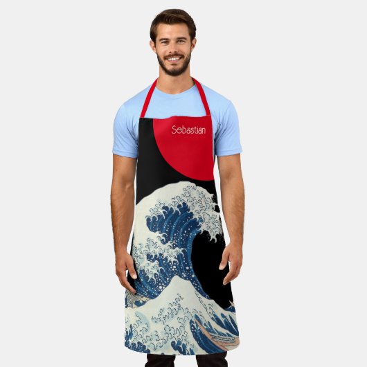 神奈川素晴らしのツイストモダンを振るパーソナライズされた エプロン (着用した状態)