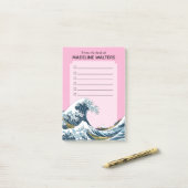 神奈川素晴らしの波のチェックリストパーソナライズされた ポストイット (デスク上)