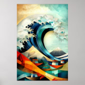 神奈川素晴らしの波 – キュービストのミニマリスト ポスター (正面)