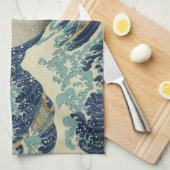 神奈川素晴らしポスターの波 キッチンタオル (四つ折り)