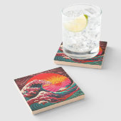 神奈川素晴らしレトロ80年代のSynthWave ストーンコースター (横)