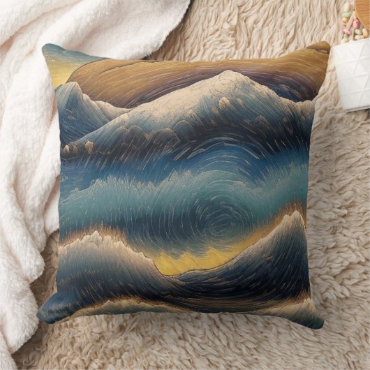 神奈川素晴らしヴィンテージの波絵を描波 クッション (ブランケット)