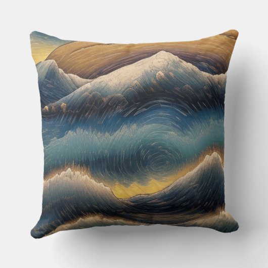 神奈川素晴らしヴィンテージの波絵を描波 クッション (裏面)