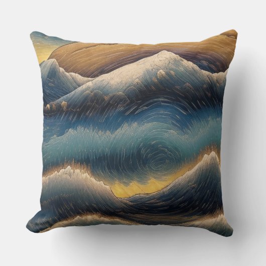 神奈川素晴らしヴィンテージの波絵を描波 クッション (正面)