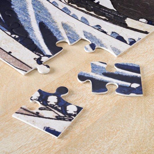 神奈川素晴らしヴィンテージアートの日本の波 ジグソーパズル (側面)