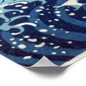 神奈川素晴らしヴィンテージオフ日本の波 ポスター (角)