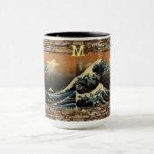 神奈川素晴らしヴィンテージ海の日本の波 マグカップ (中央)