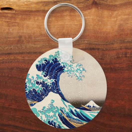 神奈川素晴らしヴィンテージ芸術の波日本の動 キーホルダー (正面)
