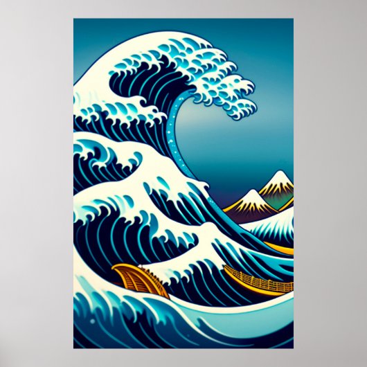神奈川素晴らしヴィンテージ芸術の波日本の動 ポスター (正面)