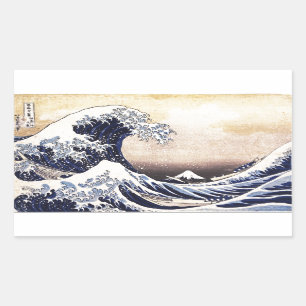 神奈川素晴らし北斎美術の波日本の流 長方形シール