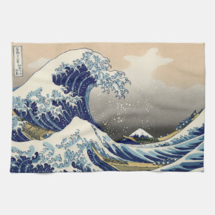 神奈川素晴らし山富士日本海の波 キッチンタオル