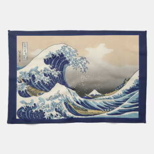 神奈川素晴らし山富士日本海の波 キッチンタオル