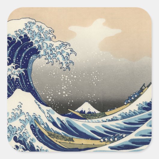 神奈川素晴らし山富士日本海の波 スクエアシール (正面)