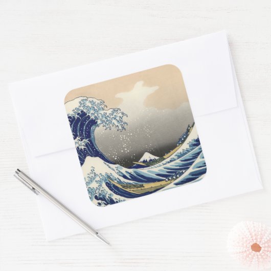 神奈川素晴らし山富士日本海の波 スクエアシール (封筒)