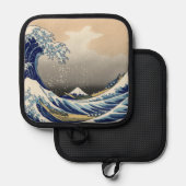 神奈川素晴らし山富士日本海の波 鍋敷き (正面/裏面)
