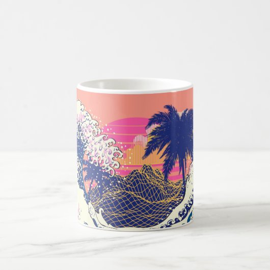 神奈川素晴らし木やヤシの木の波 コーヒーマグカップ (中央)