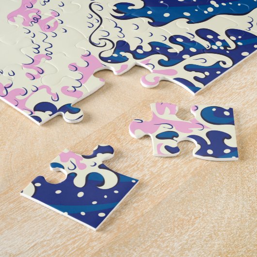 神奈川素晴らし木やヤシの木の波 ジグソーパズル (側面)