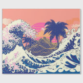 神奈川素晴らし木やヤシの木の波 ラッピングペーパー (フラット)