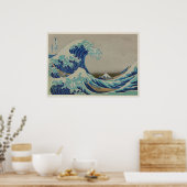 神奈川素晴らし木版画日本のの波 ポスター (キッチン)