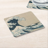 神奈川素晴らし沖の波 スクエアペーパーコースター (アングル)