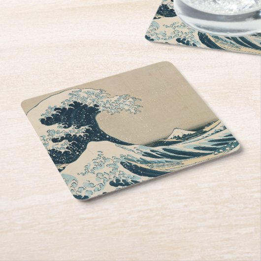 神奈川素晴らし沖の波 スクエアペーパーコースター (アングル)