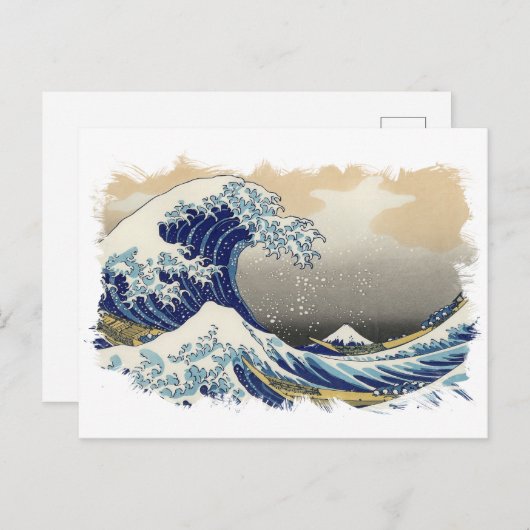 ✪神奈川素晴らし沖の波✪抽象芸術北斎 ポストカード (正面/裏面)