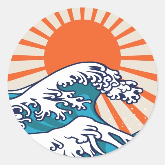 神奈川素晴らし沖の波、日本の波 ラウンドシール (正面)