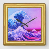 神奈川素晴らし沖波北斎額縁 スクエア壁時計 (正面)