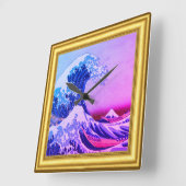 神奈川素晴らし沖波北斎額縁 スクエア壁時計 (傾斜)