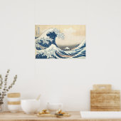 神奈川素晴らし浮世絵の波日本の流 ポスター (キッチン)