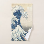 神奈川素晴らし浮世絵の波日本の バスタオルセット (ハンドタオル)
