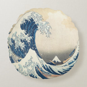 神奈川素晴らし浮世絵の波日本の ラウンドクッション