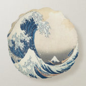 神奈川素晴らし浮世絵の波日本の ラウンドクッション (裏面)