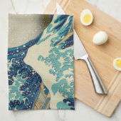 神奈川素晴らし美術の波日本の動/日本 キッチンタオル (四つ折り)