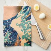 神奈川素晴らし美術の波日本の動/日本 キッチンタオル (四つ折り)