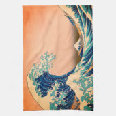 神奈川素晴らし美術の波日本の動/日本 キッチンタオル (縦)